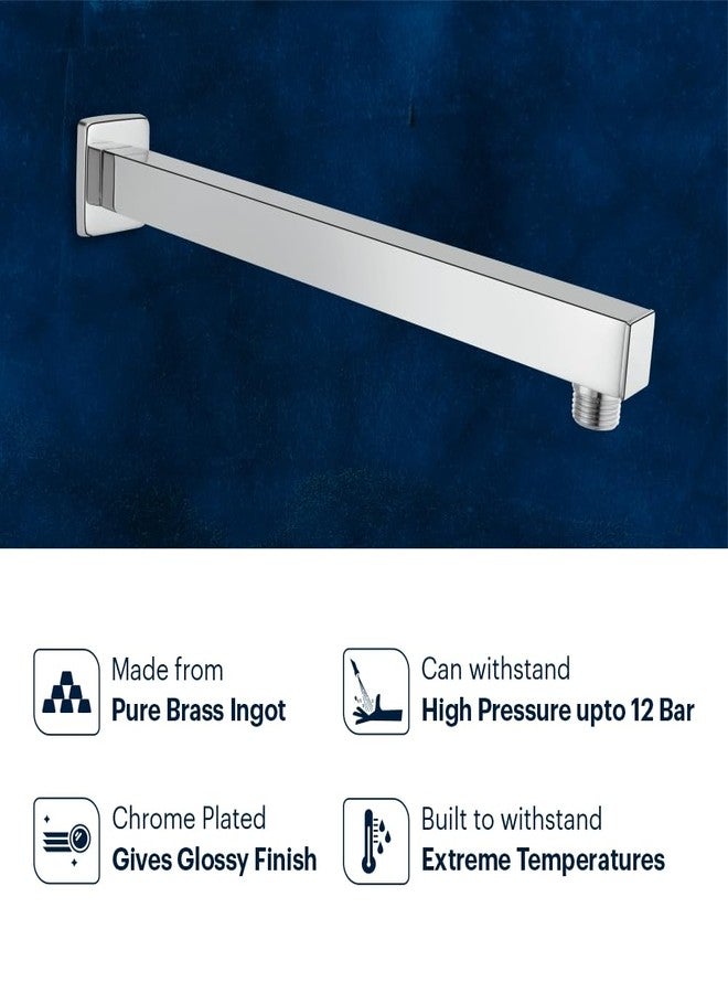 Johnson Bathrooms Johnson Square Shower Arm 12 inches long with wall flange | Brass Material | Anti-Corrosion Shower Holder for Overhead Showers | 2 Year Warranty (S0001C2 - Chrome) - Image 5